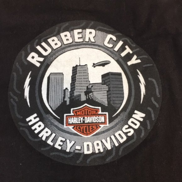 Harley-Davidson Rubber City Lightweight Black Cotton Drawstring Backpack 13.5x18 - Picture 3 of 5